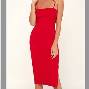 Lulus Midi Red Bodycon Midi Dress - NWT | sz S